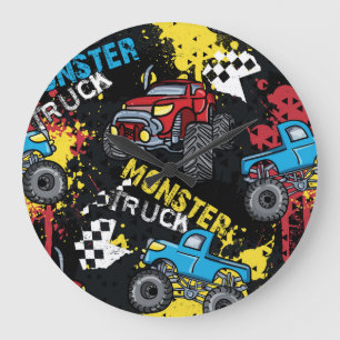 Monster auto: Abstract kinderachtig patroon Grote Klok