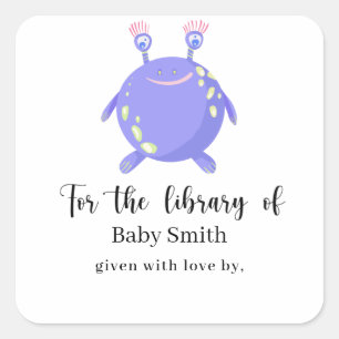 Monster - Baby Shower Bibliotheek Vierkante Sticker
