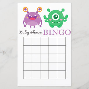 Monster baby shower bingo