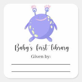 Monster - Baby Shower boeklabel, boeken voor baby Vierkante Sticker