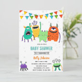 Monster baby shower verjaardagsuitnodiging kaart (Staand voorkant)