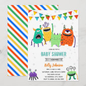 Monster baby shower verjaardagsuitnodiging kaart (Voorkant / Achterkant)