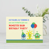 Monster Bash Birthday Party Invitation Kaart (Staand voorkant)
