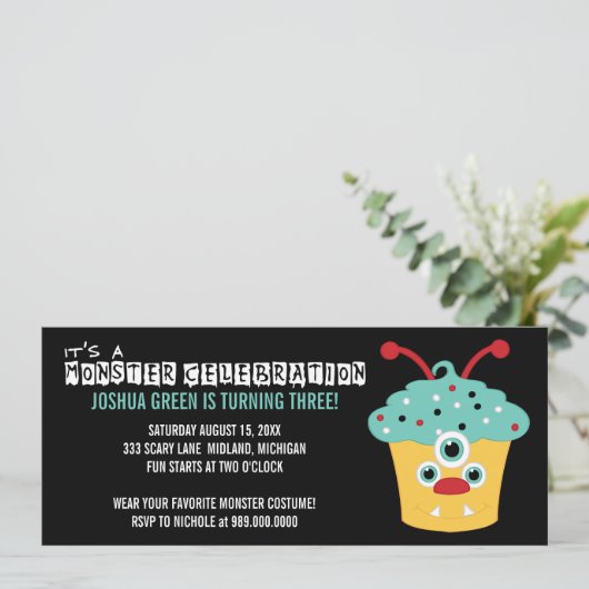 Monster Bash Birthday Party Kaart (Staand voorkant)