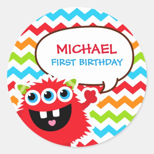 Monster Bash Birthday Party Ronde Sticker (Voorkant)