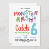 Monster Bash Birthday Uitnodiging (Voorkant / Achterkant)