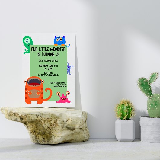 Monster Bash Cute Kind Birthday Party Kaart