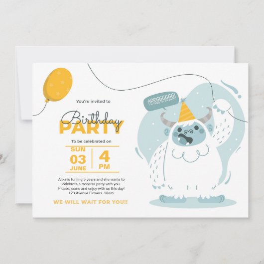 Monster Bash! Duotone verjaardagsuitnodiging Kaart (Voorkant)