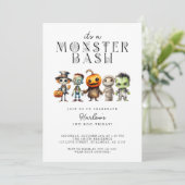 Monster Bash Frankenstein Halloween Party Kaart (Staand voorkant)