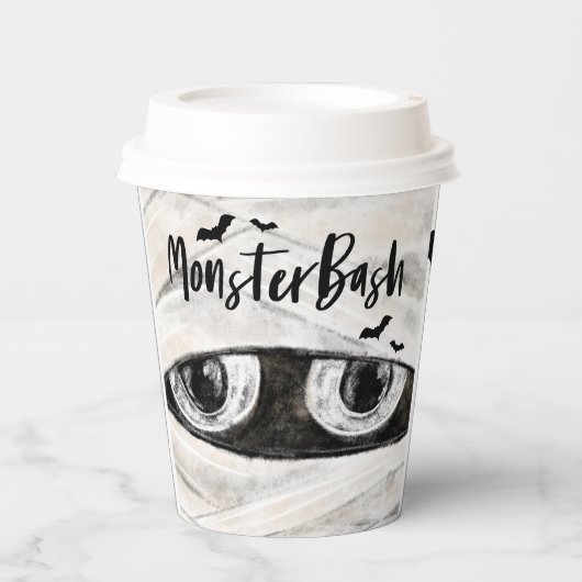 Monster Bash Fun Spooky Mummy Halloween Party Papieren Bekers (Voorkant)