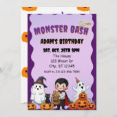 Monster Bash, Halloween birthday Kaart (Voorkant / Achterkant)