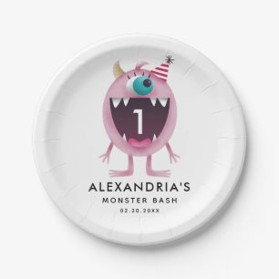 Monster Bash kinderen Birthday Party roze Papieren Bordje