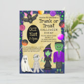 Monster Bash kostuum Halloween Trunk or Treat Kaart (Staand voorkant)