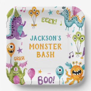 Monster Bash Little Monster Verjaardagsfeest Papieren Bordje