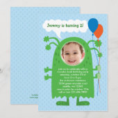 Monster Bash Photo Birthday Party Invitation Kaart (Voorkant / Achterkant)