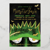 Monster Bash | Spooky Frankenstein Halloween Party Folie Uitnodiging (Voorkant)