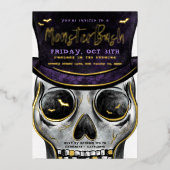 Monster Bash Spooky Skelet Halloween Party Folie Uitnodiging (Voorkant)