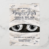 Monster Bash Spooky Wrapped Mummy Halloween Party Folie Uitnodiging (Voorkant)