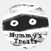 Monster Bash | Zwarte & Witte Mummy Halloween Part Ronde Sticker (Voorkant)