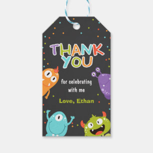 Monster bedankt voor cadeautje label cadeaulabel