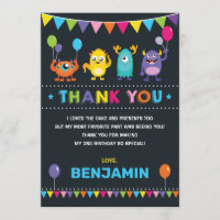 Monster Birthday Bash Chalkboard - Hartelijk dank