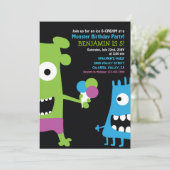 Monster Birthday Ice Cream Kids Party Invitation (Debout devant)