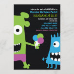 Monster Birthday Ice Cream Kids Party Invitation<br><div class="desc">Jolie invitation de la fête Anniversaire de enfant avec une illustration originale de deux mignons monstres colorés,  l'un ayant une glace.</div>