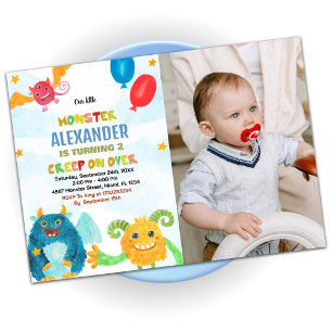 Monster Birthday Invitations aquarelles photo