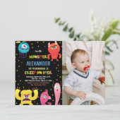 Monster Birthday Invitations Red Blue photo (Debout devant)