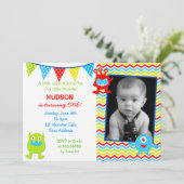 Monster Birthday Party Invitations Kaart (Staand voorkant)