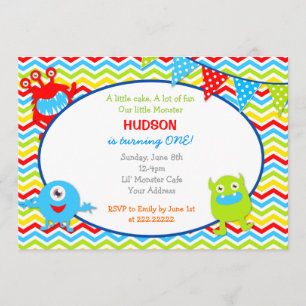 Monster Birthday Party Invitations Kaart