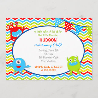 Monster Birthday Party Invitations Kaart
