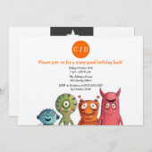Monster Birthday Party Invitations Kaart (Voorkant / Achterkant)