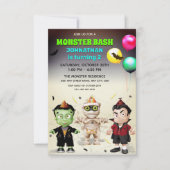 Monster Birthday Party Kaart (Voorkant)