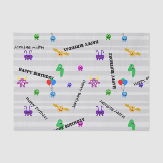 Monster Birthday Tissue Paper Tissuepapier (Voorkant)