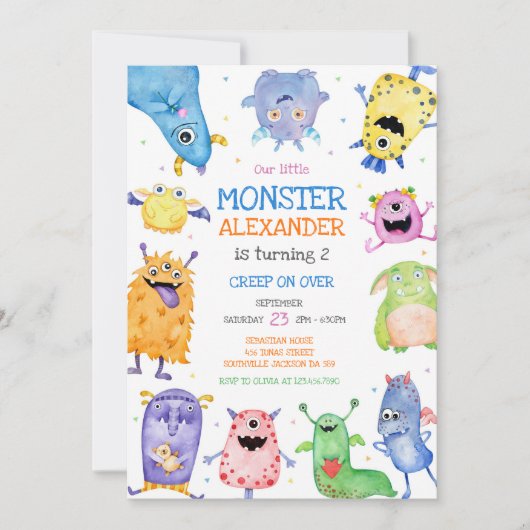 Monster Boy Birthday Invitation (Devant)