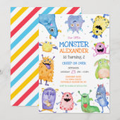 Monster Boy Birthday Invitation (Devant / Derrière)