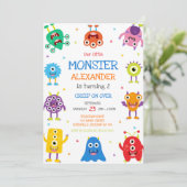 Monster Boy Birthday Invitation (Debout devant)