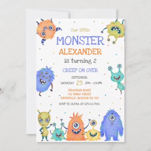 Monster Boy Birthday Invitation (Devant)