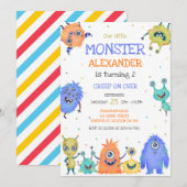 Monster Boy Birthday Invitation (Devant / Derrière)