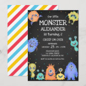 Monster Boy Birthday Invitation (Devant / Derrière)