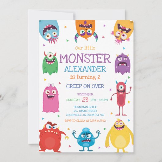 Monster Boy Birthday Invitation (Devant)