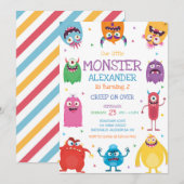 Monster Boy Birthday Invitation (Devant / Derrière)