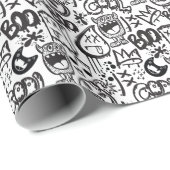 Monster Boys: Hand getrokken patroon Cadeaupapier (Rol Hoek)