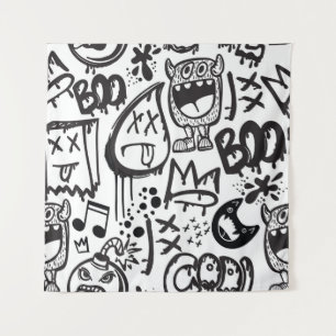 Monster Boys: Hand getrokken patroon Wandkleed