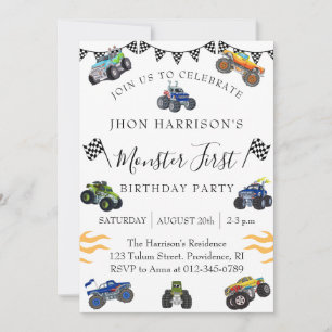 Monster Car Kids Verjaardagsfeest Kaart