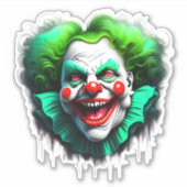 Monster Clown Groen Grafisch Haar Die-cut Sticker (Voorkant)