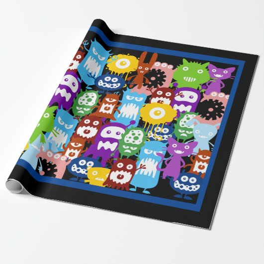 Monster Collage Wrapping Paper Cadeaupapier (Uitgerold)