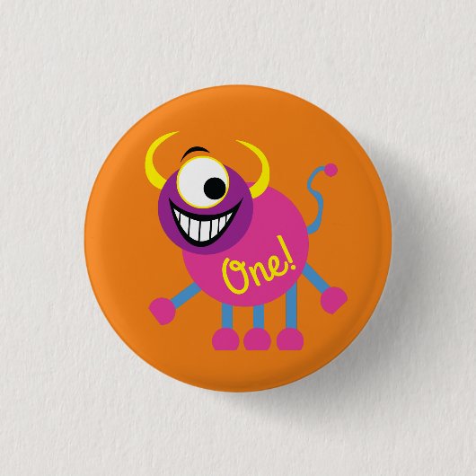 Monster Cute Funny Kinderen Birthday Thema Ronde Button 3,2 Cm (Voorkant)