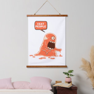 Monster eet mensen hangend wandkleed